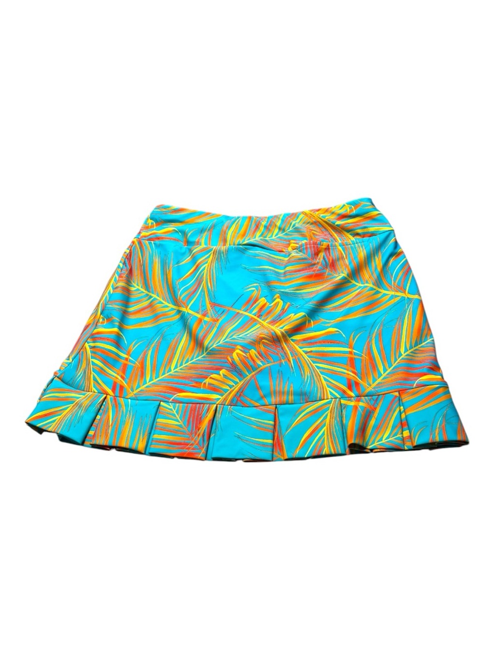 Tzu Tzu Womens Small Samba skort teal Tropical palm leaf print Athletic Golf - Picture 6 of 8